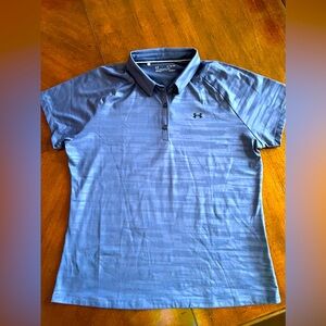 NWOT Womens UNDER ARMOUR SLATE BLUE Short Sleeve Golf Polo Shirt Top Size XL